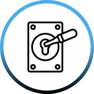 Icône serrure de porte avec clé